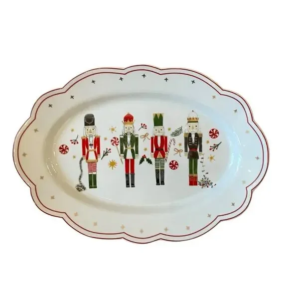 Grace Teaware Fine Porcelain CHRISTMAS NUTCRACKER Serving Platter Tray 10x14 NEW