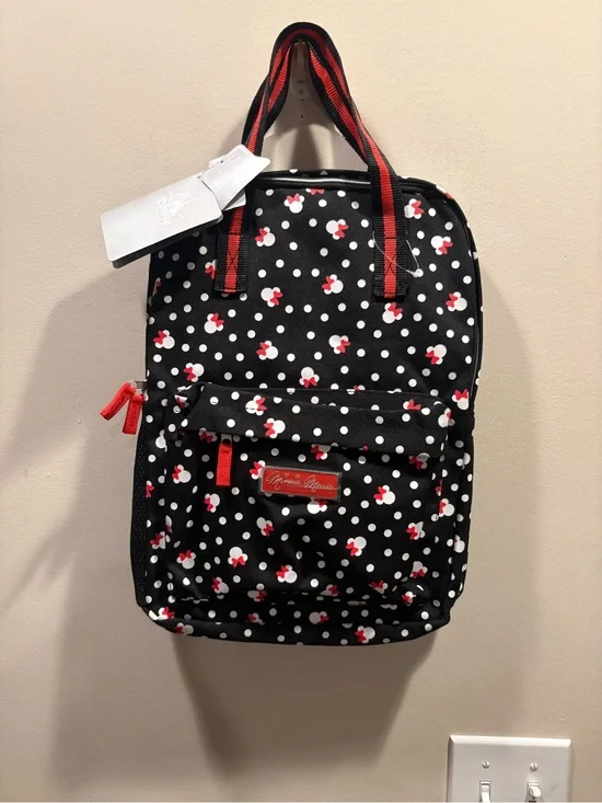 Disney Minnie Mouse Black & White Polka Dot Tech Sleeve Backpack