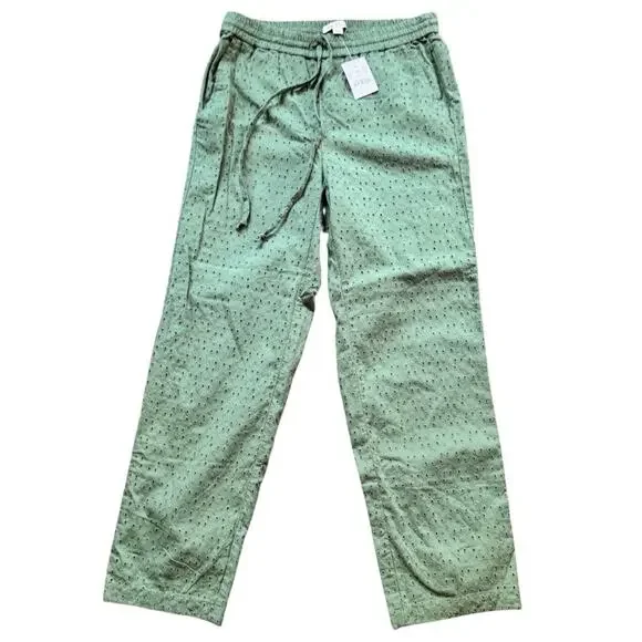 J.Crew Women's Eyelet Green Patterned Pants Sz XS NWT