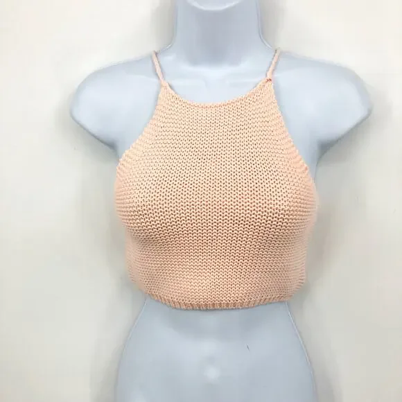 BARDOT JUNIOR Girls Andi Knit Top Large 12-14 Peach Pink Tie Back NWT