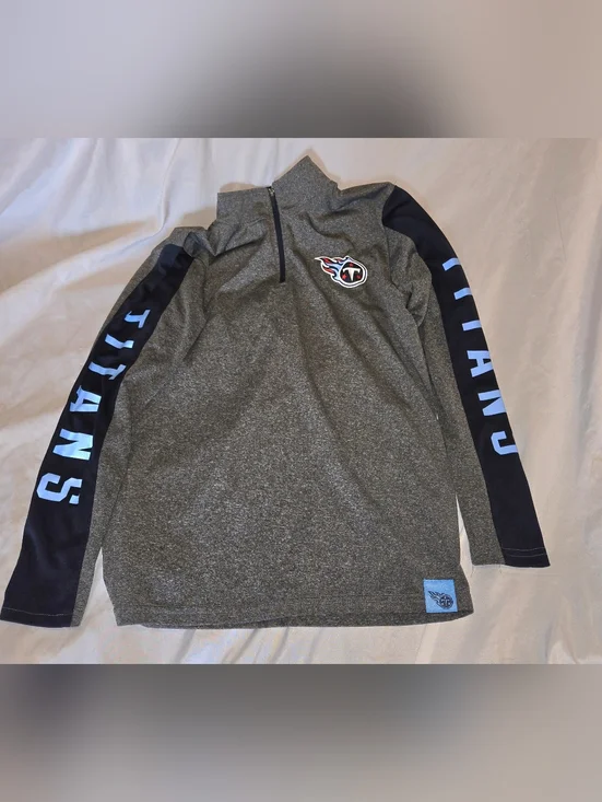 NFL Tennesse Titans Boy's Gray Pullover with Navy and Light Blue Accents Sleeves