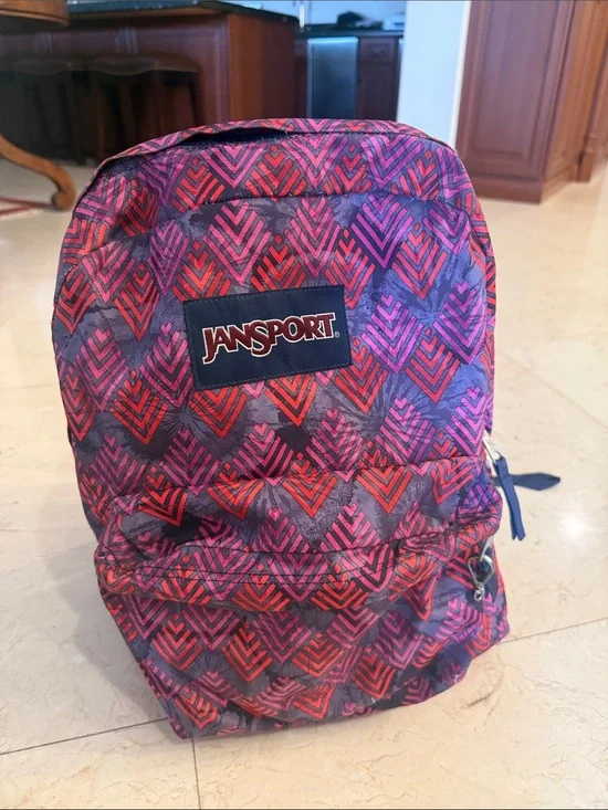 Jansport Pink and Purple Chevron Print Backpack
