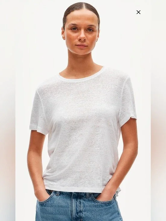 Nwt J. Crew Relaxed Linen Tee Shirt White Size Small