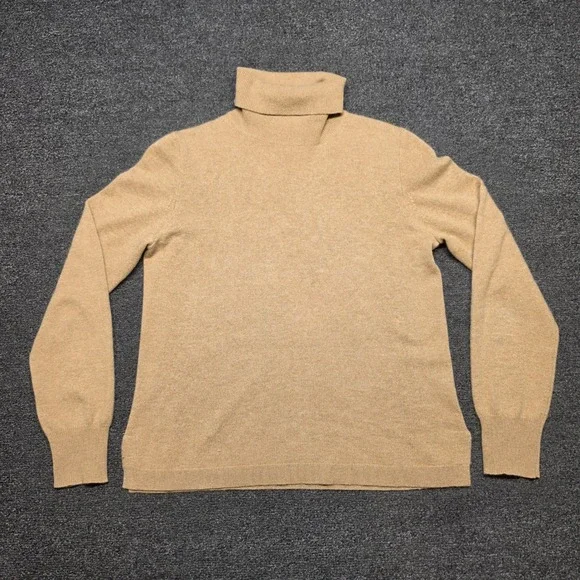 J.Crew Turtleneck Sweater Camel Womens Medium 100% Cashmere Long Sleeve Knit Top