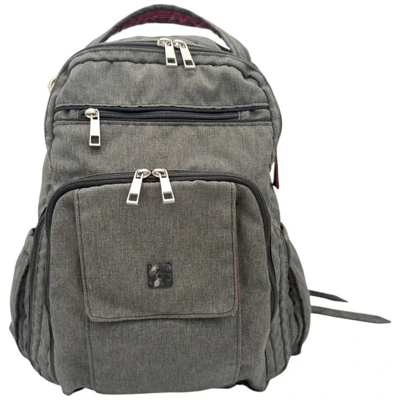 Ju-Ju-Be Gray Backpack Diaper Bag Travel‎ Organizer Multi-Pocket