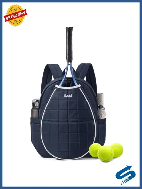 Quilted Tennis Racket Backpack for Women, Lightweight Polyester Pickleball Bag