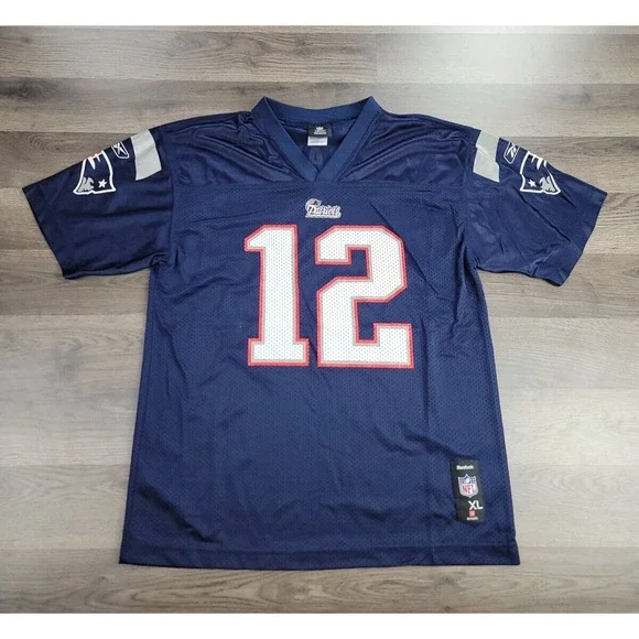 Tom Brady New England Patriots Jersey Reebok On Field Size XL Kids Youth NFL #12