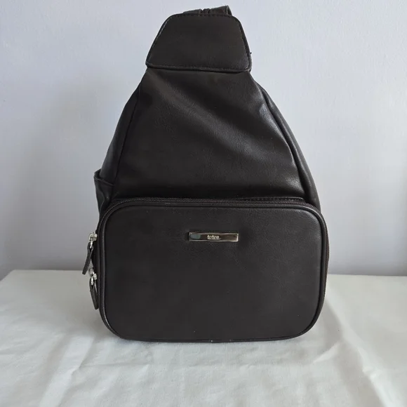 Brown Single Strap to Backpack Convertable with 3 Pockets
