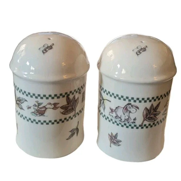 Disney Winnie the Pooh Salt Pepper Shaker Set 100 Acre Woods large stoneware