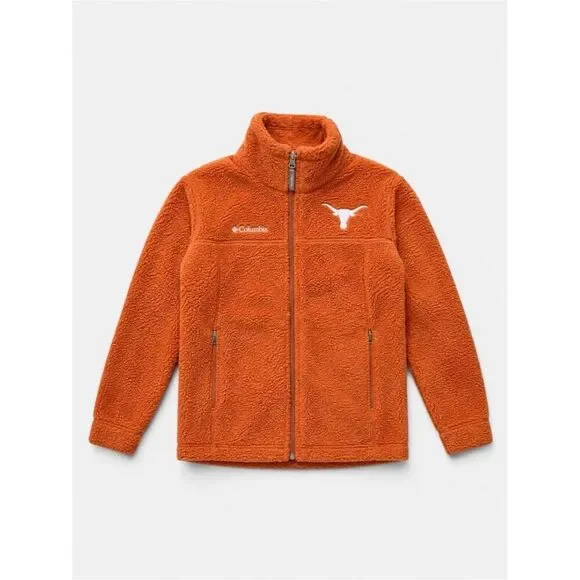 Columbia Texas Longhorns Fleece Jacket Orange Youth Small 8 Full Zip Sherpa