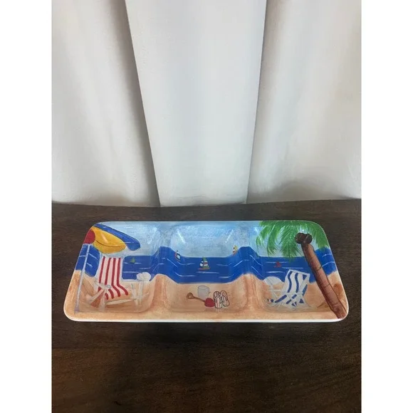 VTG Stonelite Day‎ at The Beach 3-Section Serving Dish Tray 13.5