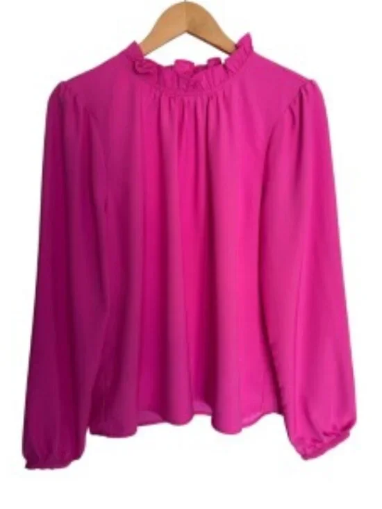J. Crew Pink Ruffle Neck Blouse Large