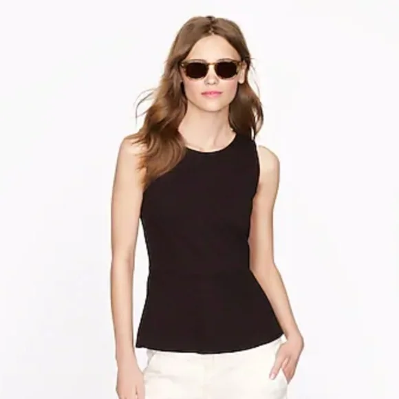 [3 for $15] J. Crew Ponte Peplum Top Black Tank Top Zipper M