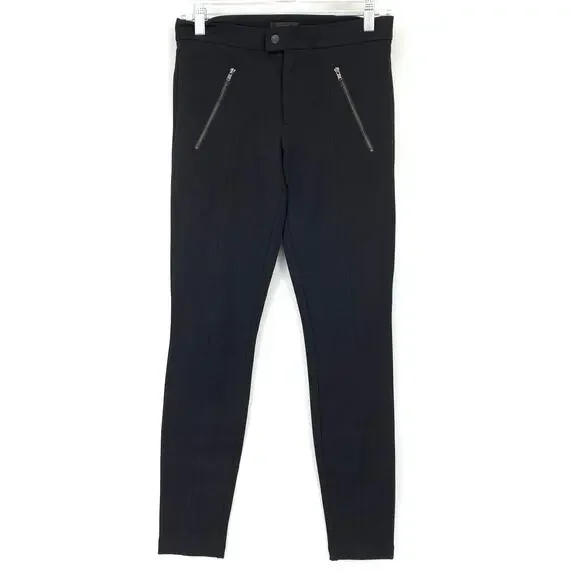 J. Crew Pixie Ponte Skinny Pant Womens Size 2 Zipper Details Black Snap Front