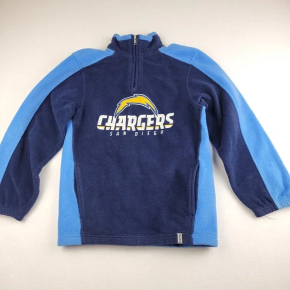 Reebok NFL San Diego Chargers Boys Medium 10-12 Fleece Quarter Zip Pullover Blue