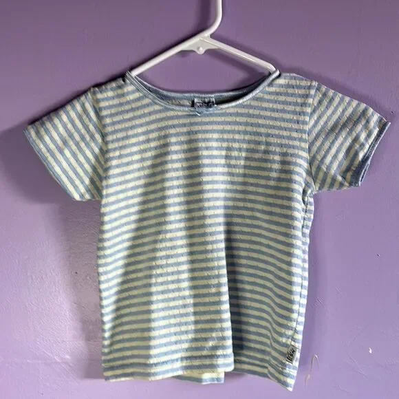 Sprockets Blue & White Striped Short Sleeve Tee Shirt Size 5T Toddler Kids
