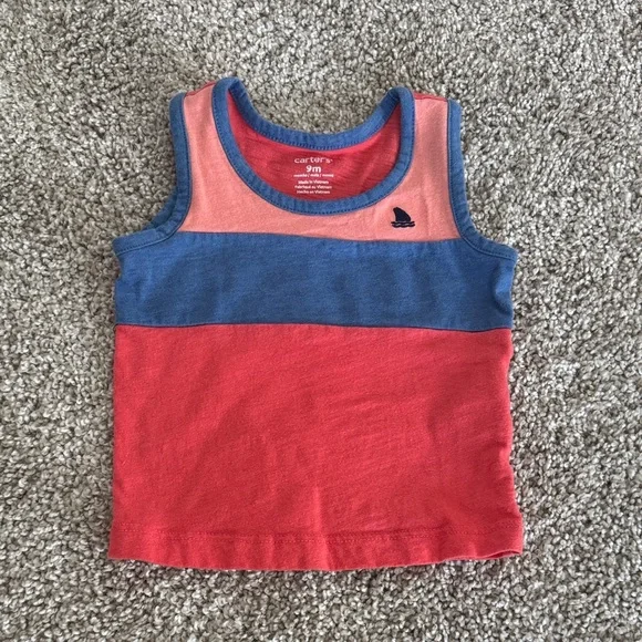 Carter's Coral and Navy Baby Tank Top