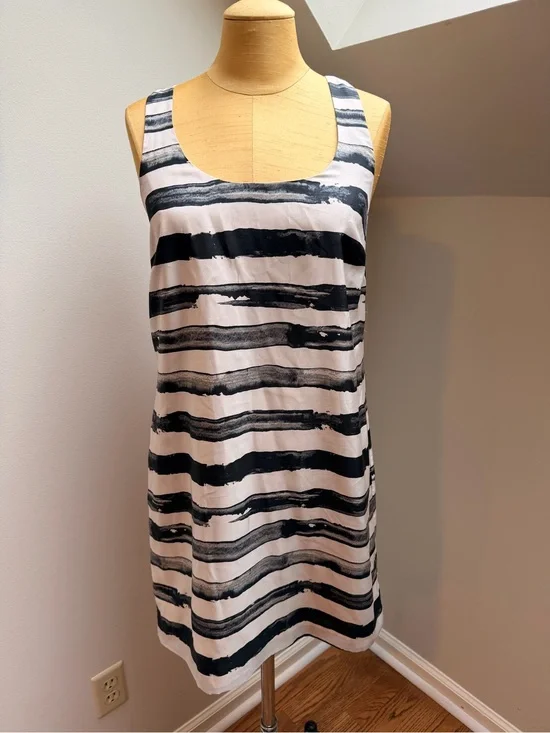 J Crew 100% Silk Striped Halter Dress