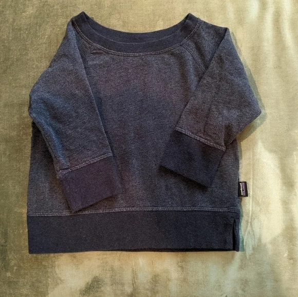 PATAGONIA Girls' Lightweight Denim Blue Fleece Crew X-Small