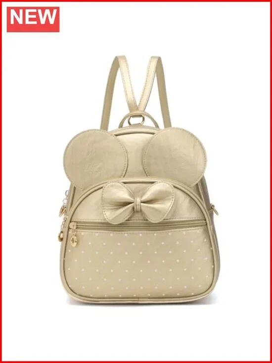 Faux Leather Bowknot Mini Backpack Convertible Shoulder Bag Purse for Women