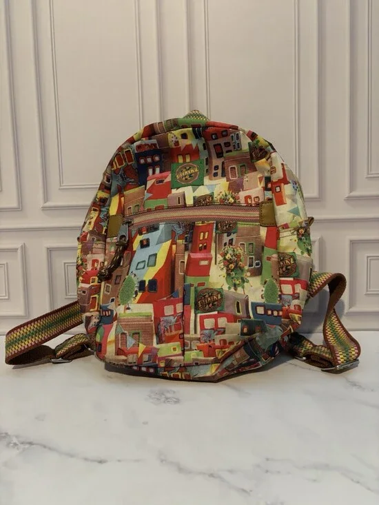 Oilily Cityscape Print Backpack Colorful Travel School Bag Style OES5208 YL