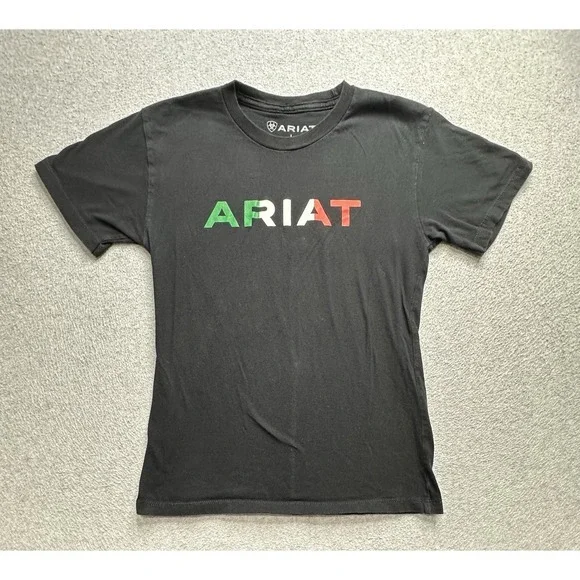 Ariat Shirt Boys Large Black Logo Spelled Out Cowboy Rodeo Western Kids Youth‎
