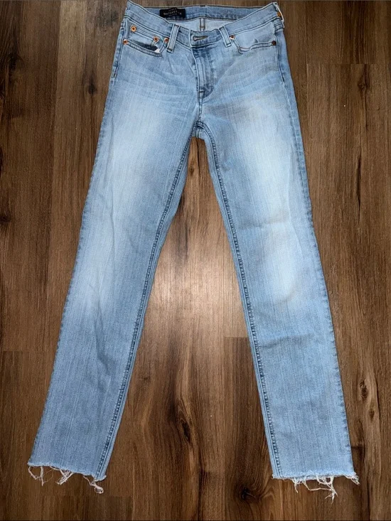 J. Crew Light Blue Skinny Jeans with Frayed Hems