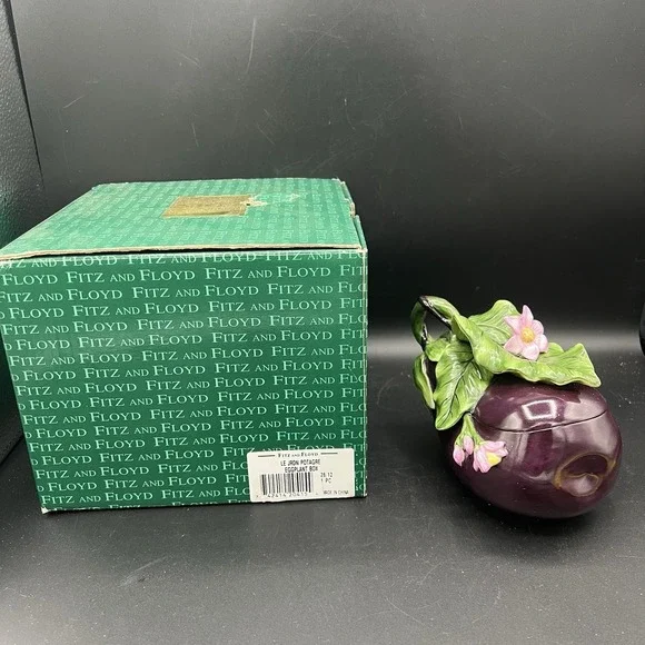 LE JRDN‎ POTAGRE FITZ & FLOYD Classics EGGPLANT Condiment Dish Box ~ Beautiful