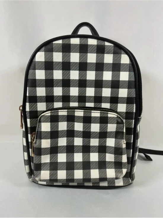 Claire's Black and White Gingham Mini Backpack