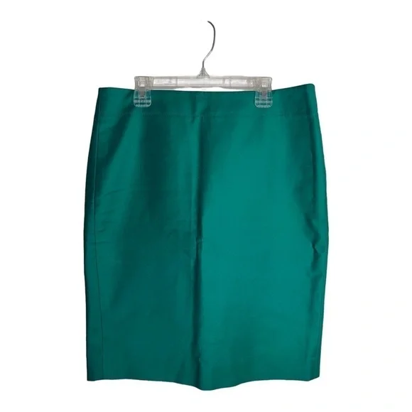 J.CREW Cotton Stretch Green No. 2 Pencil Skirt Career Sz 6