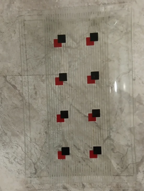 Mid Century Glass Decorative Tray with Red & Black Geometric Accents