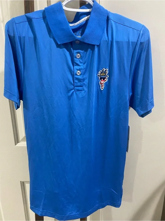 GOAT USA Boys' Bright Blue Short-Sleeve Polo with Embroidered Patch