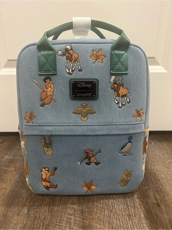 Loungefly Disney Brother Bear Embroidered Icons Denim Mini Backpack - NWT