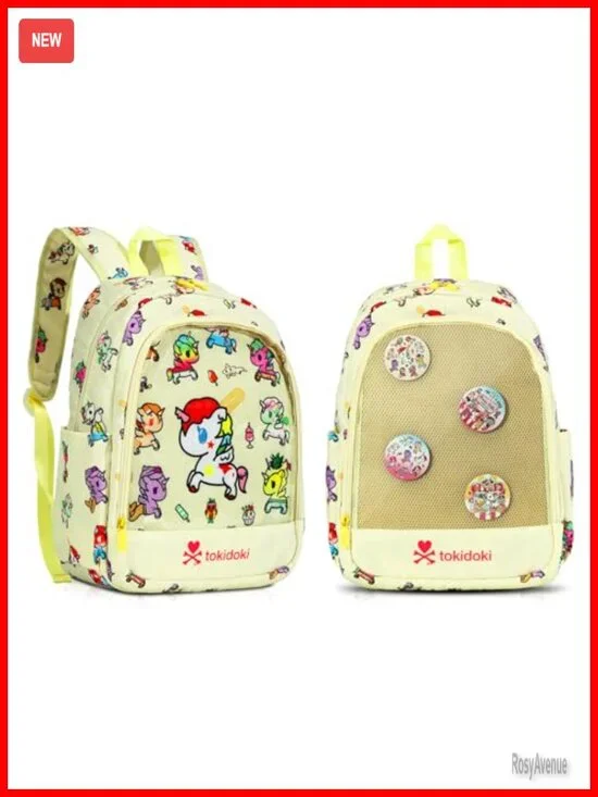 tokidoki Ita Backpack with 4 Unicorno Brooch Pins, Clear Window Display, Anime