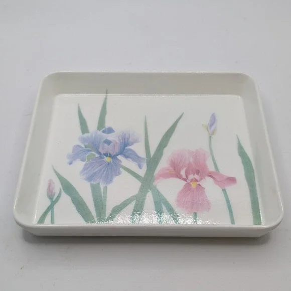 Vtg‎ Design Imports Ltd Melamine Tray White Iris Floral Made In Italy Small 5x4