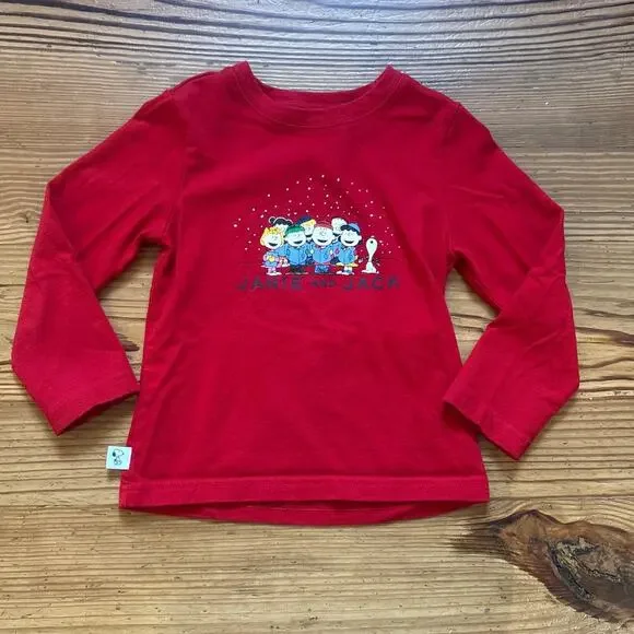 Janie and Jack red Peanuts Christmas holiday long sleeve shirt‎ SIZE 2T