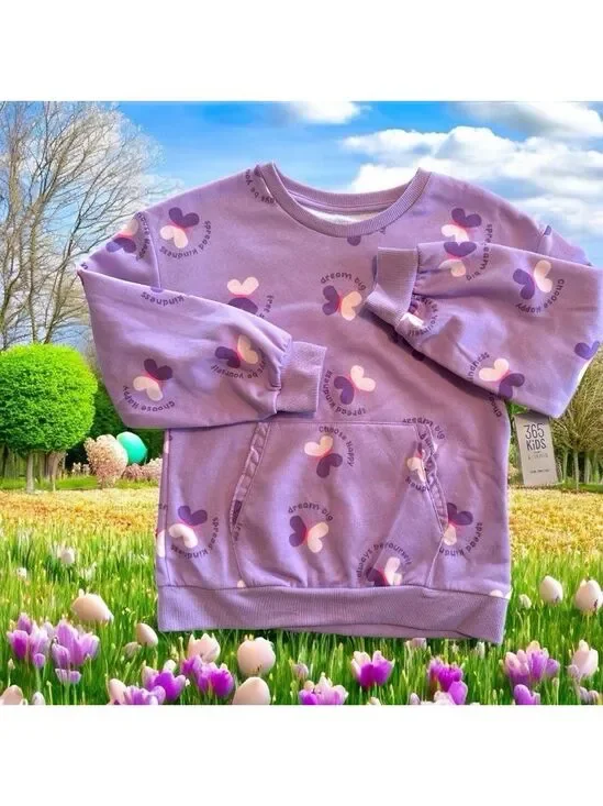 Garanimals Girls 7 Sweatshirt Purple Hippie Dream Big Butterfly Long Sleeve NWT