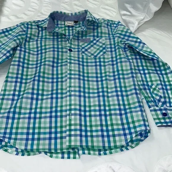 Fore axel & hudson green gingham button down boys sz 8