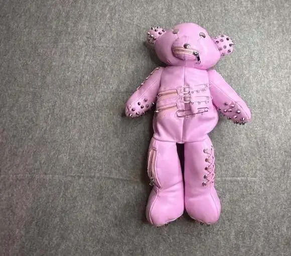 Current Mood Tormented Teddy Studded Backpack in Bubblegum Pink