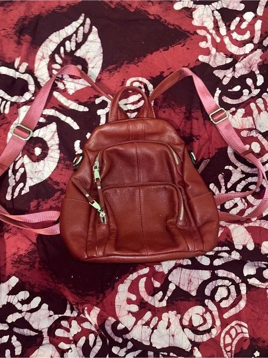 ALOTSY Anti-Theft Red Leather Backpack