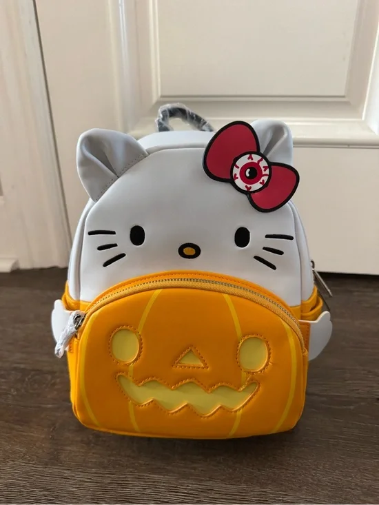 Loungefly White & Yellow Hello Kitty Pumpkin Mini Backpack