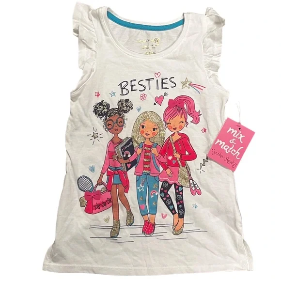 NWT Cynthia Rowley Girls Besties Tank Tops Shirt Size 4 (XS) NEW‎