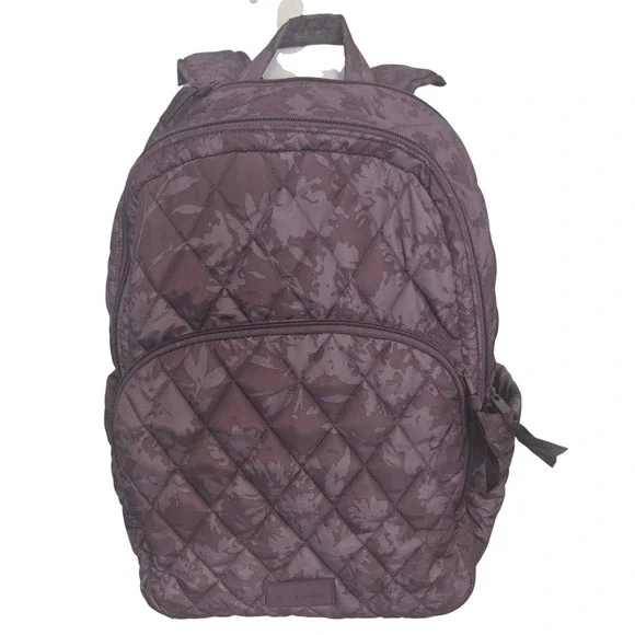 Vera Bradley Chrysanthemums Purple Flower Quilted Backpack School Travel Bag