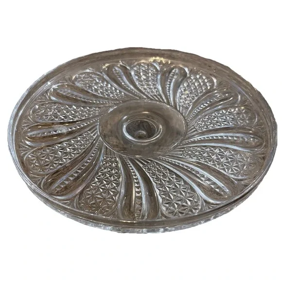 McKee Glass Feather Pattern‎ Cake Stand 8 1/4
