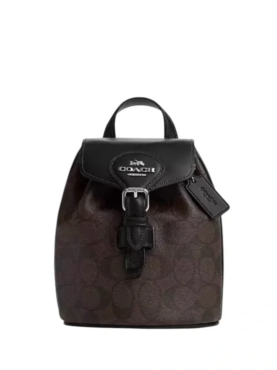 Coach CL458 Amelia Convertible Backpack In Signature Canvas Brown Black