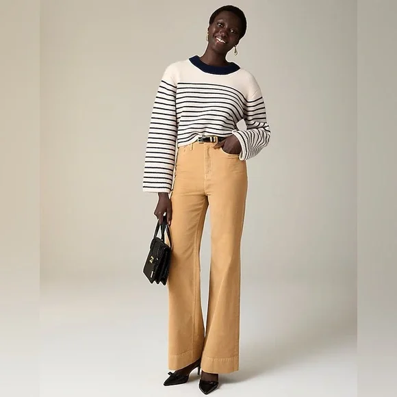NEW J.Crew Wide Leg‎ Corduroy Trouser Sand Castle 34 Tan High-Rise Slim Fit
