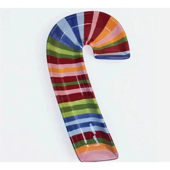 Target Multi-striped Hand Painted Candy-cane Ceramic Serving Tray 18