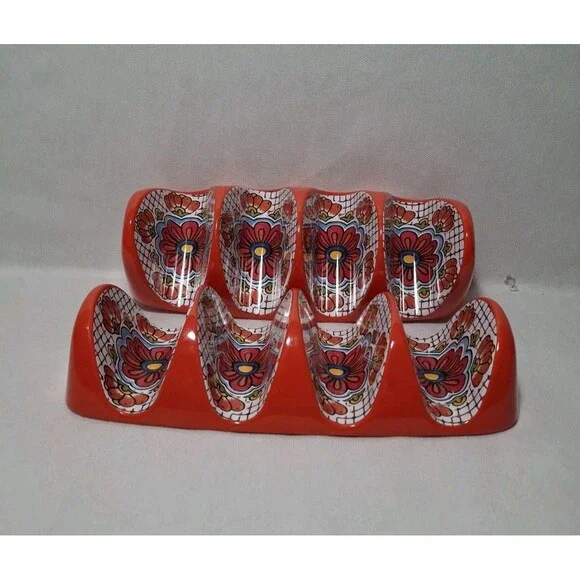 Panama Jack Home Melamine Taco Holders Red Floral Boho Chic