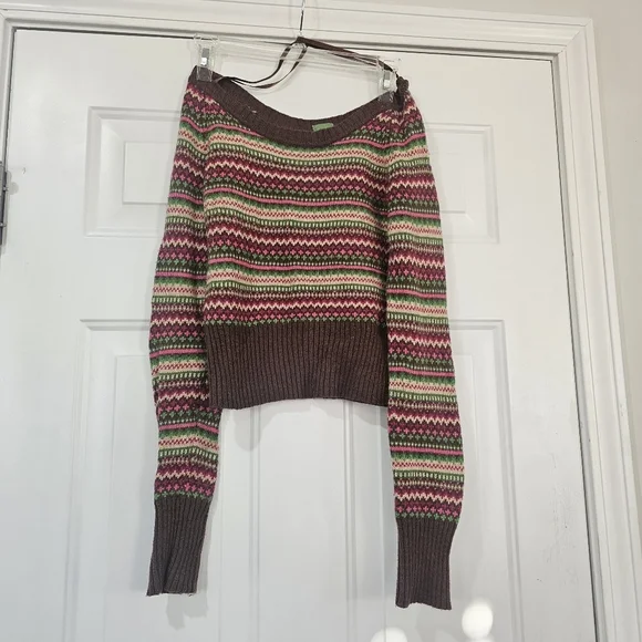 Aeropostale Scoop Neck Angora Fair Isle Sweater Size Medium