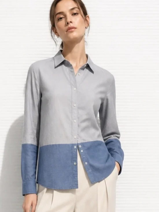 J CREW Color Block Oxford Boy Shirt Chambray Blue Button Down